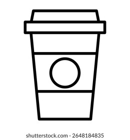 Line art takeaway cup icon for hot drinks, perfect for cafe branding and packaging designs.