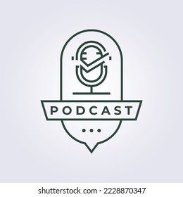 line art talk chit chat podcast logo vector illustration design