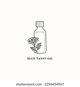 Line art tansy essential oil bottle illustration