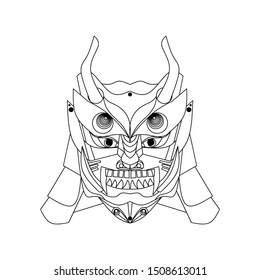 Line art of tattoo the devil samurai