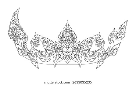 Line art Tattoo Serpent or Naga vintage style	