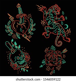 line art tattoo vector pack