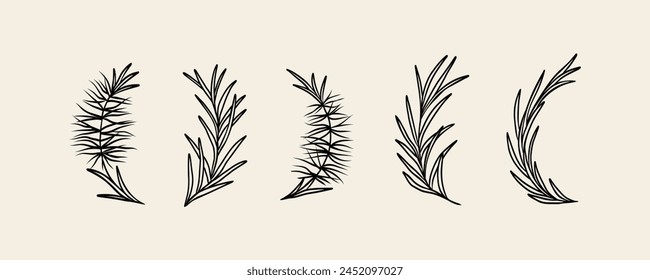 Ramas de árbol de té de arte de línea colección