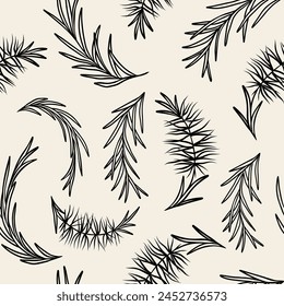 Line art tea tree branches background