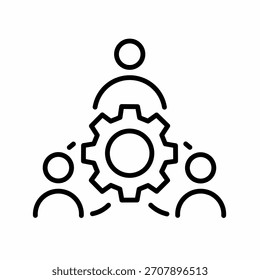 Line art team collaboration gear icon