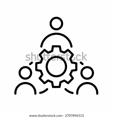 Line art team collaboration gear icon