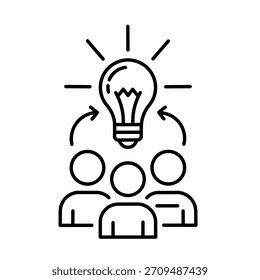 Icono de idea de lluvia de ideas de trabajo en equipo de arte lineal