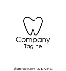 LINE ART Teeth Logo; Modern, unique, simple and techie lettermark tooth logo for dentist, orthodontics and toothpaste brand. Conveys sleek, cool, stylish and professional services.