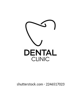 LINE ART Teeth Logo; Modern, unique, simple and techie lettermark tooth logo for dentist, orthodontics and toothpaste brand. Conveys sleek, cool, stylish and professional services.