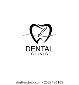 LINE ART Teeth Logo; Modern, unique, simple and techie lettermark tooth logo for dentist, orthodontics and toothpaste brand. Conveys sleek, cool, stylish and professional services.