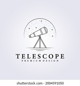 line art telescope simple logo vector astronomy illustration design galaxy space