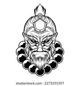 line art of tengu head, tengu head tattoo