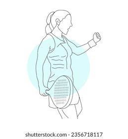 Line art of tennis player vector illustration sketch hand drawn isolated on white background
