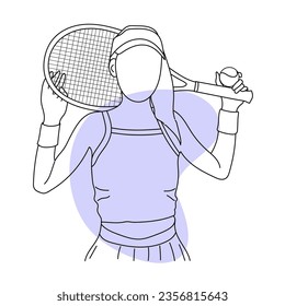 Line art of tennis player vector illustration sketch hand drawn isolated on white background
