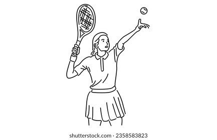 line art of tennis player vector illustration