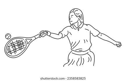 line art of tennis player vector illustration