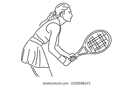 line art of tennis player vector illustration