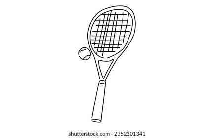 arte de línea de raqueta de tenis y pelota