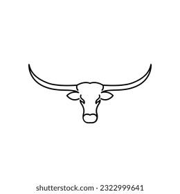 Line art Texas Longhorn logo, Country Western Bull Cattle Vintage Retro Logo Design