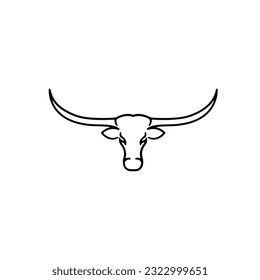 Line art Texas Longhorn logo, Country Western Bull Cattle Vintage Retro Logo Design