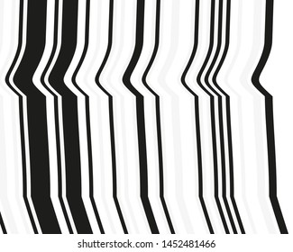 Line art. Texture with wavy, curves lines. Optical art background. Wave design black and white. Digital image with a psychedelic stripes. Vector illustration