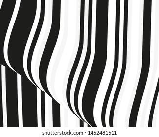 Line art. Texture with wavy, curves lines. Optical art background. Wave design black and white. Digital image with a psychedelic stripes. Vector illustration