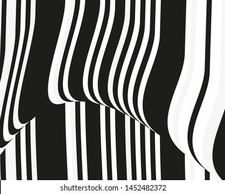 Line art. Texture with wavy, curves lines. Optical art background. Wave design black and white. Digital image with a psychedelic stripes. Vector illustration