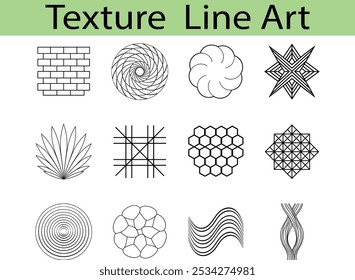 Line Art Textures: Brick, Spiral, Cloud, Grid