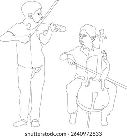 Line art that visualizes the universal bonds of friendship in a simple yet emotional language. Friends who make music.