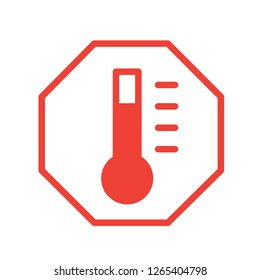 Line Art Thermometer Attention Temperature Icon 