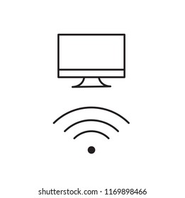 Line Art Thin wifi and computer icon