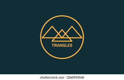 imagen de línea tres triángulo e icono de logotipo redondeado