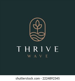 Logo-Vektorgrafik von Line Art Thrive and Wave