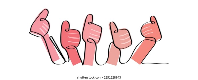 line art of thumbs up. women empowerment concept art.