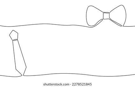 Line art tie and bow tie. One line continuous set outline vector illustration.