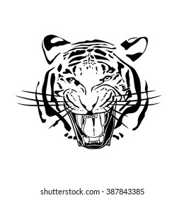 Line art tiger head