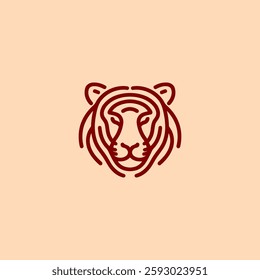 Line Art Tiger Head Logo – A fierce tiger head in line art style, symbolizing power and courage.