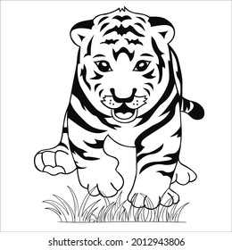 Line art tiger pictures for coloring.