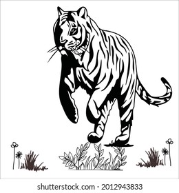Line art tiger pictures for coloring.