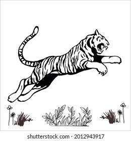 Line art tiger pictures for coloring.