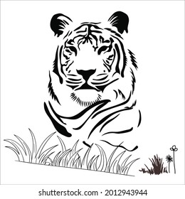Line art tiger pictures for coloring.