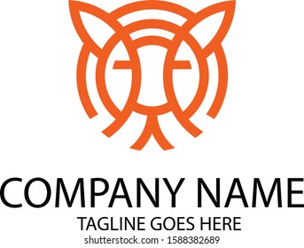 Line Art Tiger Vector Royalty Logo Design Inspirations