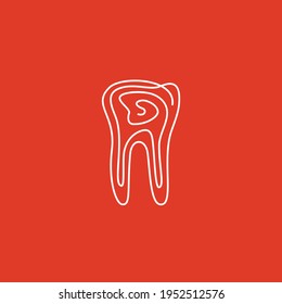 The line art of a tooth. Isolated Vector illustration