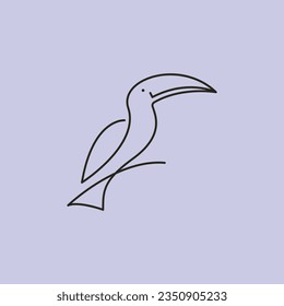 line art toucan logo vector illustration design