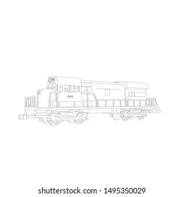 Line art of the train. Coloring page - Train - illustration for the children