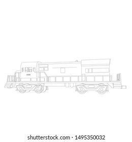 Line art of the train. Coloring page - Train - illustration for the children