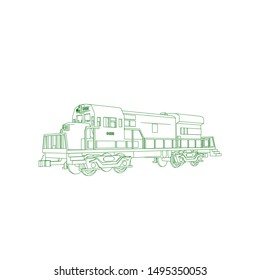Line art of the train. Coloring page - Train - illustration for the children