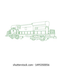 Line art of the train. Coloring page - Train - illustration for the children