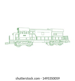 Line art of the train. Coloring page - Train - illustration for the children