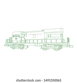 Line art of the train. Coloring page - Train - illustration for the children